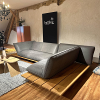 Bullfrog - Ecksofa Leder Oasis Elefant 2100 63 Grau Plateau Wildeiche Massiv Geölt Metallfuß Schwarz Lackiert - 3