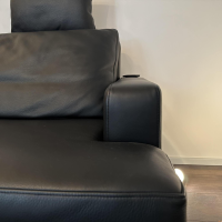 FSM - Sofa Clarus Leder Schwarz Füße Schwarz Inklusive Fußstützen Und Kopfstützen - 2