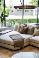 Walter Knoll - Ecksofa Tama Stoff Namib Oryx Beige Armlehne Leder Coffee Schwarz Füße Nussbaum Geölt Inkl. Beistelltisch Leder Coffee Schwarz Gestell Bronze - 5