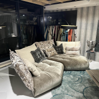 Bretz - Wohnlandschaft Matilda Stoff 61 9486 Velours Austernpilz Beige Füße Gleiter Schwarz Inklusive Kissen - 6