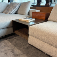 Minotti - Wohnlandschaft Hamilton Stoff 10 Ghiaccio Beige Metallsockel Untergestell Massivholz - 6