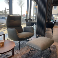 COR - Loungesessel Mit Hocker Jalis Stoffbezug Schilfgrün Drahtgestell Schwarz - 6