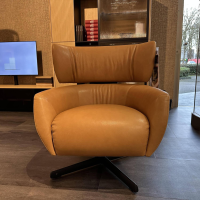 Montis - Sessel George Leder Cognac Braun Gestell Drehfuß Eiche Carbon Schwarz - 8