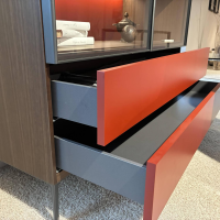 Molteni & C - Highboard 505 UP Korpus Lack Eukalyptus Braun Front Und Rückwand Lack Rubinrot Rot - 5