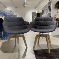MDF Italia - 2er-Set Stuhl Flow Slim Stoff Sbiancato Tika mit vier Füßen in Bleicheiche - 3