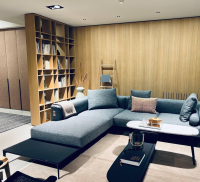 Walter Knoll - Ecksofa Jaan Living Stoff Gaia 7886 Tourmaline Grau Füße Matt Schwarz Pulverbeschichtet Mit Ablageboard Glas Schwarz Mit Kissen - 5