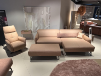 himolla - Ecksofa Tangram 9660 Leder 24 Longlife Mousse Beige Braun Gestell Metall Anthrazit Inklusive Hocker Und Verstellung - 7
