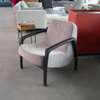 Jori - Sessel Lagom Stoff Axil 003 Grau Keder Leder Lipano Taupe Grau Gestell Eiche Geflammt - 5