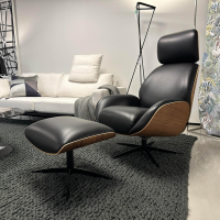 IP Design - Sessel Trinity Leder Space Schwarz 3 Nussbaum Geölt Sternfuß Schwarz Matt Manuell Verstellbar - 4