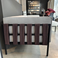 Zumsteg - Loungegruppe Iconic Stoff Sunbrella Lopi Ash Grau Bänder Tanne Bordeaux Rot Gestell Edelstahl Schwarz Pulverbeschichtet - 5