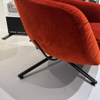 Brühl - Sessel Victor High Mit Hocker Stoff 4473 14 Rot Kreuzfuß Metall Schwarz 360 Grad Drehbar Rücken Stufenlos Verstellbat - 9