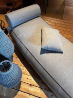 Weishäupl - Outdoor Daybett Lounge Stoff Peppel Grau mit Nackenrolle und Kissen - 7