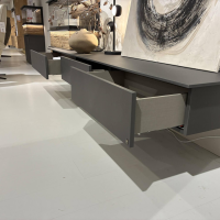 Musterring - Wohnwand Jana Lack Graphit Grau Mit Absetzung Altholz-Eiche inkl. Beleuchtung - 7