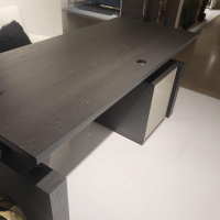 Musterring - Schreibtisch Kara Frame Platte Und Gestell Eiche Graphit Anthrazit Furniert Inklusive Rollcontainer Lack Platingrau - 9