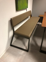 Wimmer - Essgruppe Terso Esstisch Nussbaum Rustikal Massiv 3 Stuhlsessel 1 Bank Leder Colorado Pistazie - 11