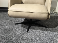 Musterring - Sessel MR 455 Leder India Jade Sand Beige Gestell Metall Schwarz Mit Höhenverstellbarem Kopfteil - 6