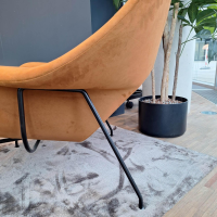 Knoll International - Relax Chair Womb Stoff Colorado Grau Braun Und Ultrasuede Braun Gestell Metall Schwarz - 4