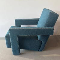 Cassina - Sessel Urecht Stoff Look Ottanio Blau Mit Knopflochstich - 7