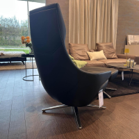 Poltrona Frau - Sessel Jay Lounge Leder SC 30 Africa Nero Schwarz Gestell Aluminium Poliert Mit Verstellung - 5