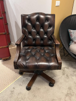 Eichholtz - Sessel Gainsborough Leder Antikes Braun Gestell Massivholz Buche Lackiert Drehbar - 4