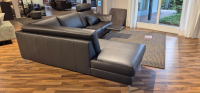 Erpo - Ecksofa CL 990 Leder 42.059 Anthrazit Füße Verchromt mit Fußablage - 2