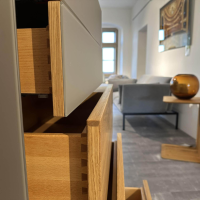 Team 7 - Kommode Außen Eiche Geölt Innen Buche Farbglas Taupe Grau Matt - 5