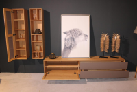 Paul Lindberg - Wohnwand Tookan Massiv Geölte Eiche Glastüre Satinato Taupe - 4