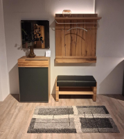 Voglauer - Garderobe Valpin Eiche Altholz Sitz Rindnappaleder Schwarz Akzent Glas Anthrazit Mit Beleuchtung - 4