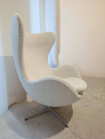 Fritz Hansen - Sessel Egg Chair Stoff Karakorum Ecumee 007 Weiß Kreuzfuß Aluminium - 4