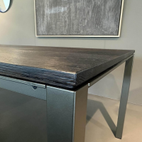 Janua - Tisch S600 Platte Eiche Geräuchert Anthrazit Geölt Gebürstet Gestell Metall Stahllasur Bronze - 5