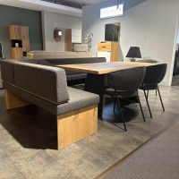 Voglauer - Essgruppe V Tektura Bank Und Stuhl Stoff Select Basaltbraun Braun Metallgestell Tisch Wildeiche Rustiko Schwarz - 3