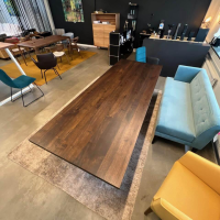 ASCO - Esstisch Lamello Nussbaum Rustikal Dunkel Geölt Fuß Wangen Schwarz Pulverbeschichtet - 9