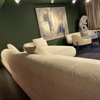 Minotti - Sofalandschaft Supermoon Stoff Teddy 01 Gesso Beige Creme Rahmen Bronze Glänzend Lackiert - 7