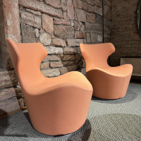 B&B Italia - 2er-Set Drehsessel Papilio Piccola Bezug Stoff Sidro 2059793 Korall Orange Fuß Aluminium Lackiert - 3