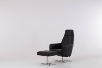 Werther - Sessel Max Leder L7360B Schwarz Fußkreuz Edelstahl Poliert Inklusive Hocker - 6