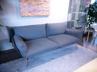 IP Design - Sofa Loft Korpus Leder Graphit Kissen Stoff Grau Kufen Edelstahloptik - 5