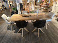 Ludwig Gutmann - Essgrupe Normandy Iggy Tisch Mango Natur Gebeizt Füße Metall Sessel Vintage Leder Und Stoff Füße Eiche - 3