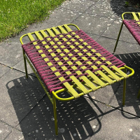 Paola Lenti - Outdoor Sessel Telar Geflecht 1A Weave Bordeaux Rot Und Verde Grün Gestell Stahl Verde Grün Mit Hocker - 2