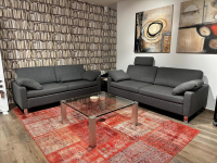 Brühl - 2er Set Sofa Alba Stoff 4491 93 Grau Metallkufe Glänzend Verchromt Mit Klappbarem Armteil - 8
