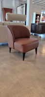 Violetta - Sessel Lisa Leder 70 Cognac Braun Füße Massivholz Schwarz - 4