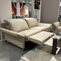 Erpo - Sofagarnitur Avantgarde 965 Leder Pearl 43.210 Beige Gestell Metall Hochglanz Verchromt - 4