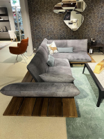 Bullfrog - Ecksofa Akito Leder Crazy Nubuk 2510 73 Graphit Grau Plateau Räuchereiche Winkelfuß Stahl Schwarz Matt - 2