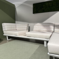 Solpuri - Outdoor Lounge Boom Stoff Diamond Pune Beige Gestell Aluminium Weiß Pulverbeschichtet Mit Keramikplatte Dekton - 5