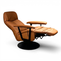 himolla - Sessel 7357 Easy Swing L Leder 24 Longlife Yukon Braun Drehteller Metall Schwarz Mit Manueller Relaxfunktion - 4