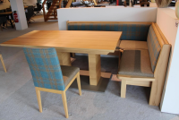 Schösswender - Eckbankgruppe Stoff Happ Uni Beige Karo Türkis Kernbuche Natur Tisch 2 Stühle Eckbank - 8