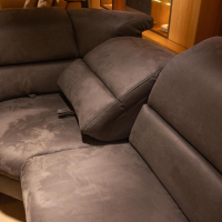 Steinpol - Ecksofa Relaxa 5 0 Stoff Herkules Steel 44 D Schwarz Aluminium Säulenfuß - 5