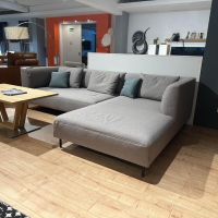 freistil Rolf Benz - Ecksofa 160 Stoff 3040 Mittel Platingrau Grau Stahlrundrohrfuß Tiefschwarz Schwarz Mit Kissen - 2