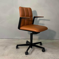 Walter Knoll - 4er Set Stuhl Leadchair Management Leder Napoli Cognac Braun Gestell Schwarz Matt Pulverbeschichtet Füße Rollen Schwarz - 2