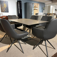 Naos - Essgruppe Iseo Und Mis Keramikplatte Grau Auf Glas Gestell Leder 1 1200 Graniet Grau Gestell Metall Quarz 7039 Schwarz - 4