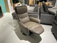 himolla - Sessel Cumulus Quartet 9720 Emil 24L42 R Leder 71 Torro Vulkan Braun Grau Teller Edelstahloptik - 7